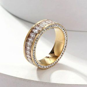 14K Gold Plated Zircon Decor Ring / Size 7